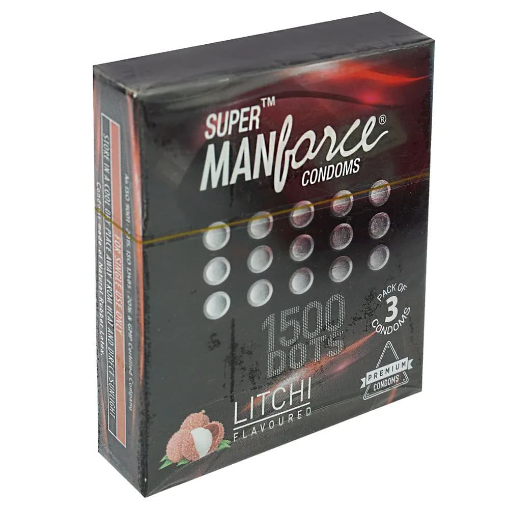Manforce Condom 1500 Dots Litchi Flavor Condom 3pcs Condom (Made in India)