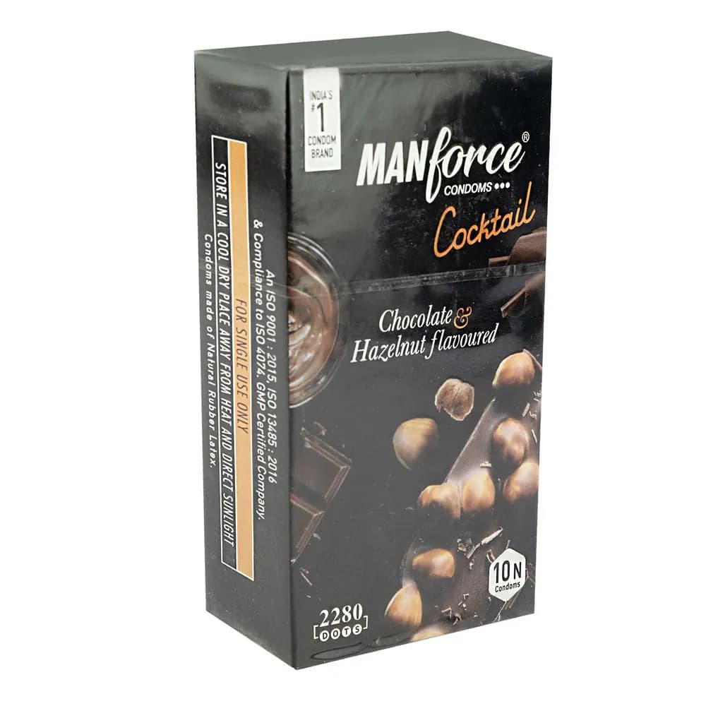Manforce Cocktail with Dotted Rings Hazelnut & Chocolate Condom - 10Pcs Pack
