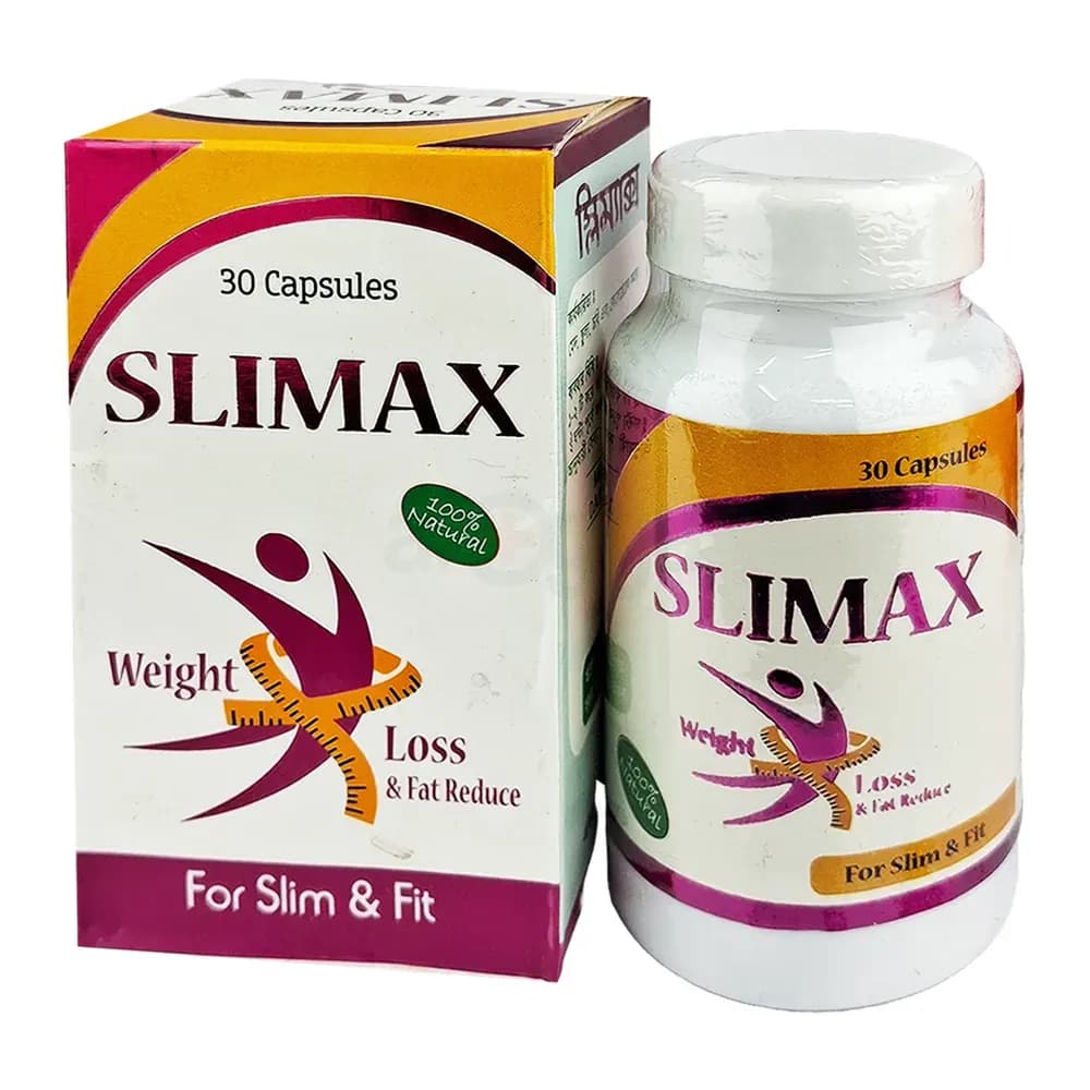 Slimax Natural Weight Loss Capsules – 100% Herbal Fat Burner for Slim & Fit – 30 Capsules