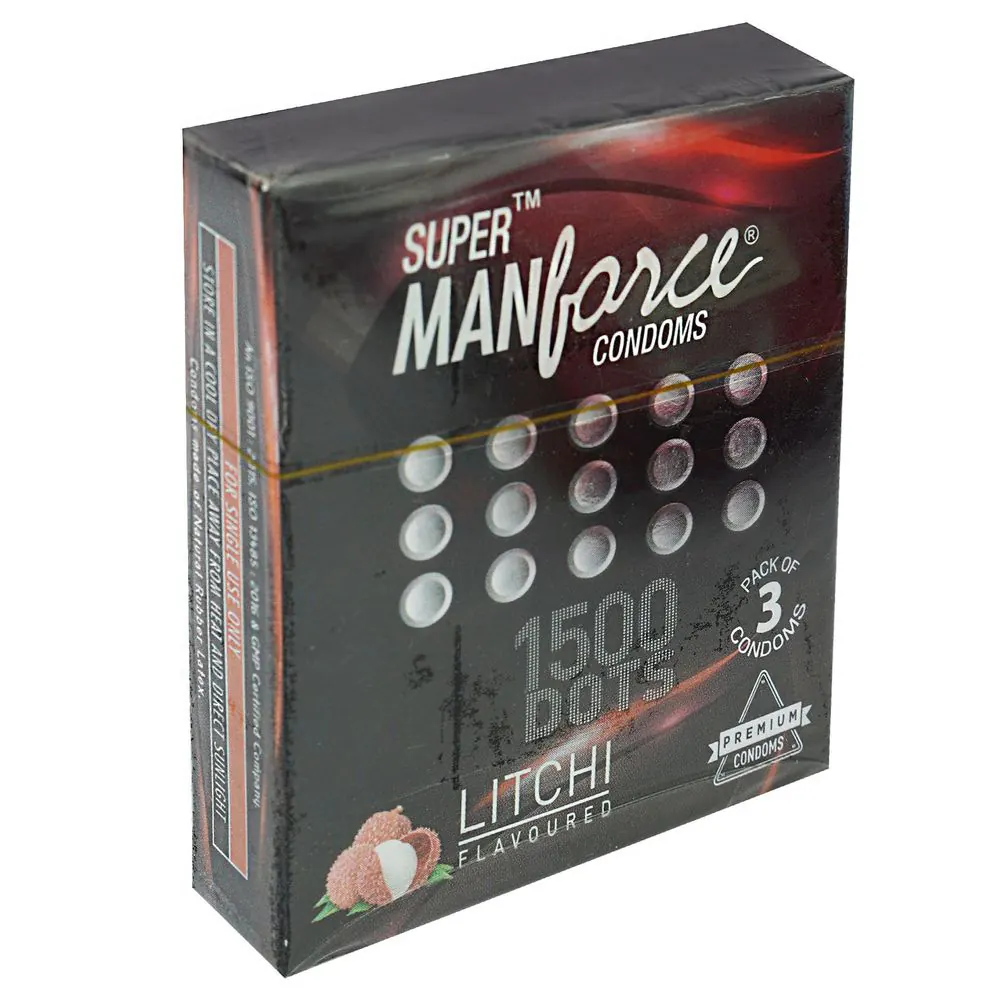 Manforce Condom 1500 Dots Litchi Flavor Condom 3pcs Condom (Made in India)