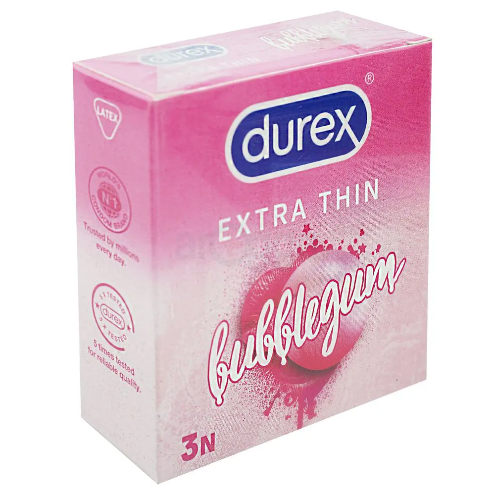 Durex Extra Thin Bubblegum Flavoured Condom - 3Pcs Pack(India)