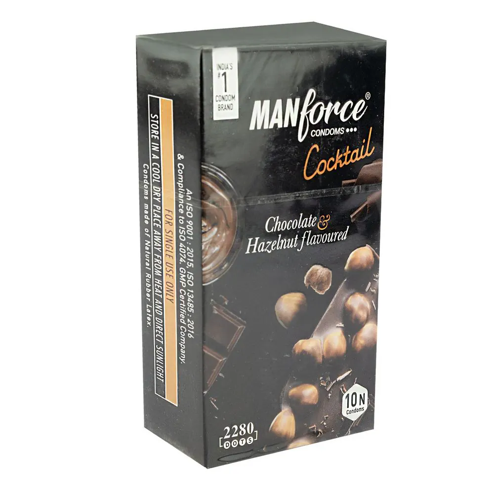 Manforce Cocktail with Dotted Rings Hazelnut & Chocolate Condom - 10Pcs Pack